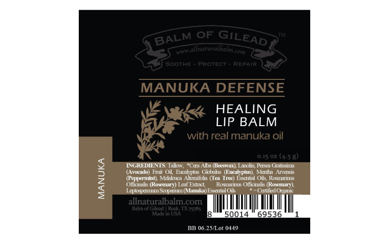 Balm of Gilead - Manuka Defense Heilender Lippenbalsam Label